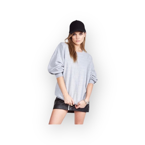 new Michael Lauren ✶ Baggy Boyfriend Oversize Pullover Sweatshirt ✶ Heather Grey - Picture 4 of 11